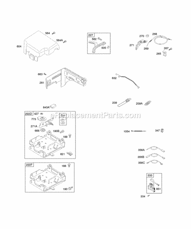 Controls Governor Spring Ignition Diagram and Parts List for 12T232-0536-F8  Briggs and Stratton Engine
